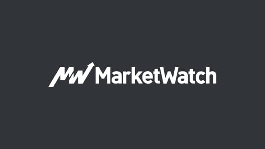A verion of the MarketWatch logo I designed in white on a grey background.